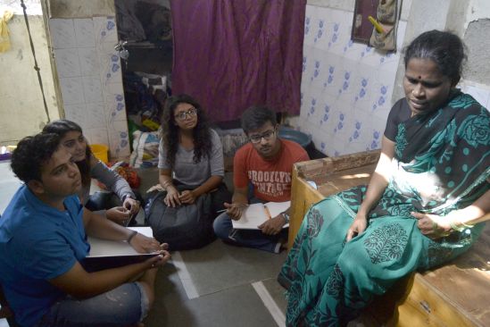 Team Idli in conversation with the Jeyanti who makes all the batter and preparation for the day’s work.