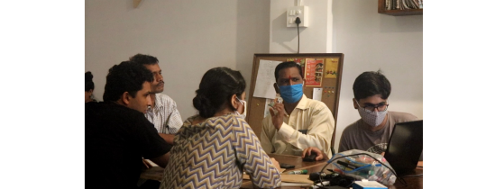 Discussions over design changes and material selection of House-3 with Giriraj, Manoj and the urbz team