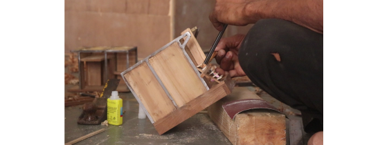 Fixing of the staircase. Details such as the chajja, staircase and the roof were designed by Manoj.