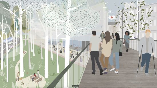 ICRC - proposed high bridge (Illustrations by Karina Armanda, Partha, Anushka, Vidisha and Leo @urbz)