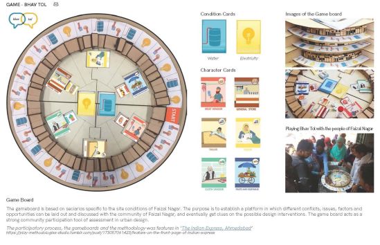 Image 1- an example of a game "bhav tol" to understand to reposnse of the residents about their neighbourhood. This game was made as a part of the studio "Play Methodolgies"conducted by Sebastian Trujillo at CEPT University. Credits: Prabhanjan Prabhu