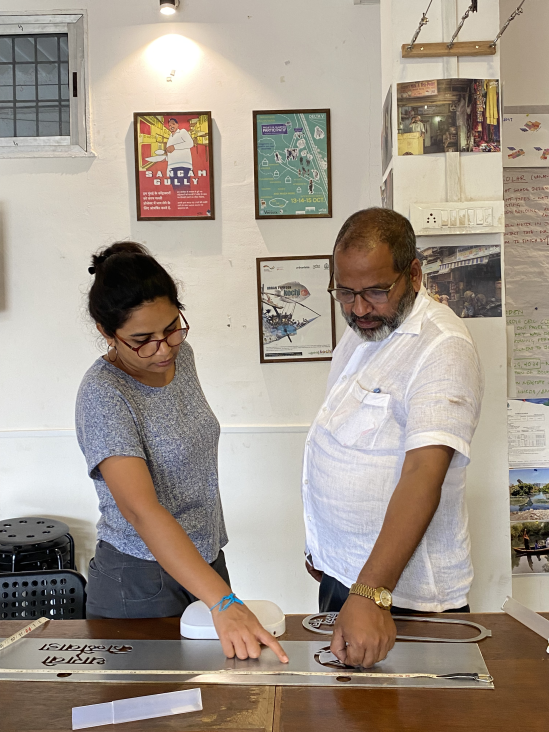Tahir Bhai and Samidha Patil from urbz discussing about an ongoing project