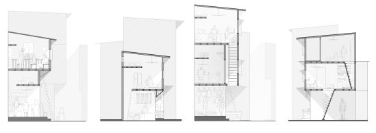 Documenting the functionality of the existing Tool houses of Sangam Gully. The ground floor has commercial use and the top floors have either workshop space or residential purposes.