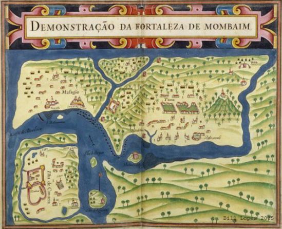 Figure 3: Portuguese Map of Mumbai (Source: 3.	https://www.urbz.net/sites/default/files/styles/columned_xlarge/public/image_caption/2022-02/f1.jpg?itok=xMTDgwd9)