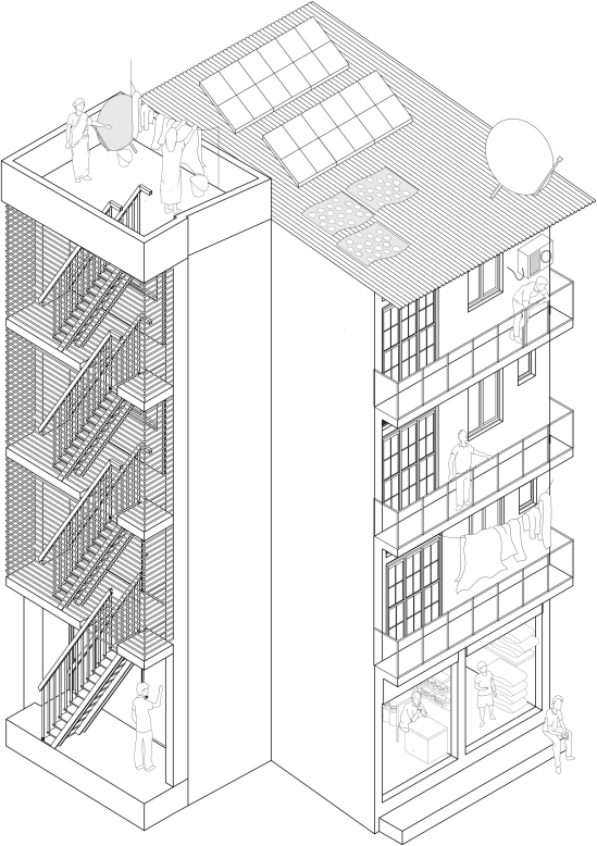 Axonometric drawing of house no. 16