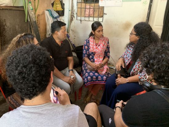 The students in conversation with Samya Korde          