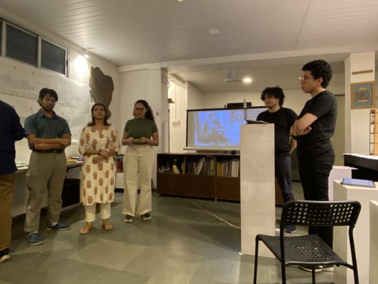 NYUAD students presenting their projects at the Homegrown street exhibition