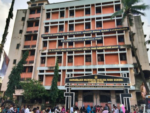 Parents gather in front of the Kamarajar High School gates to pick up their children. One of the largest in Dharavi, this school was founded by a Tamil trust.