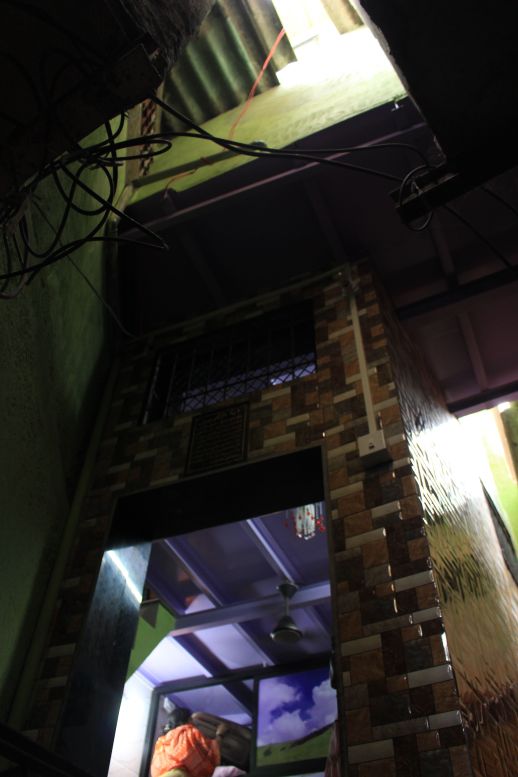 Irshad’s new house. The neighbourhood is so dense that it is impossible to take a photo of the entire house. But you can view more photos of the construction and finished house here.