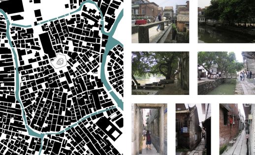 Layout and features of Xiaozhou Cun (International Urban Planning and Design Workshop organized in 2006 by: South China University of Technology, Università di Ferrara, Guangzhou Academy of Fine Arts).