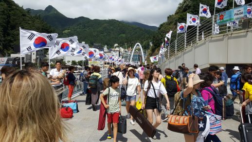 Tourists at Ulleung port. 