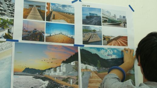 Preparing for the exhibition.