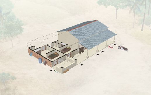 A new chawl in a village in Ratnagiri district, constructed by a local entrepreneur, inspired by the Mumbai typology. 