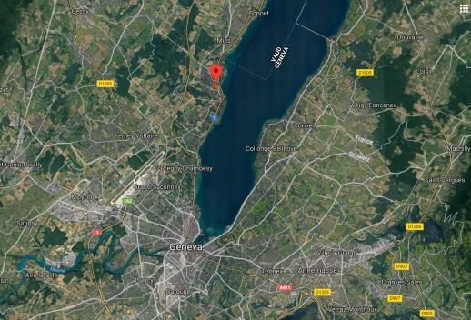 Localisation du site à Versoix dans le canton de Genève, Suisse. 