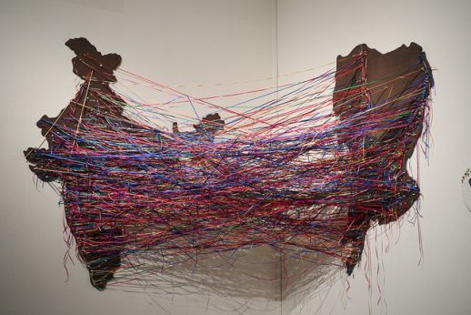 Interactive installation by Mera Gaon on display as part of the Mumbai Return: Journeys Beyond the City exhibition at the Dr. Bhau Daji Lad Museum, Mumbai, August, 2017