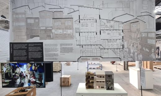 Project banner and the models at the exhibition