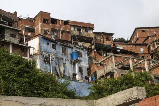 Houses are built on steep slopes like this