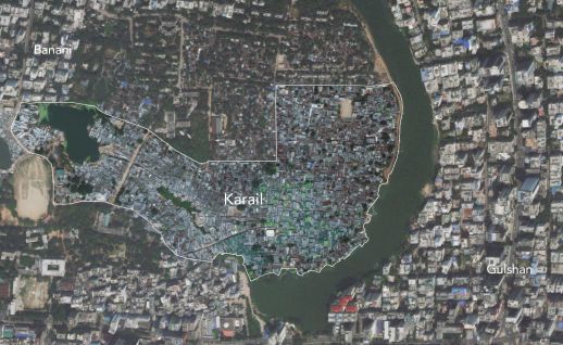 Extent of Karail Basti in 2020