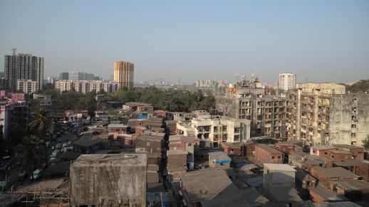 Sangam gully abutting the 90 feet road, viewed from a rooftop.