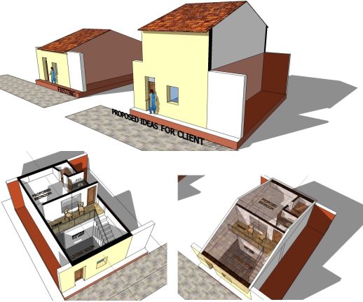 Studies of the street and house.