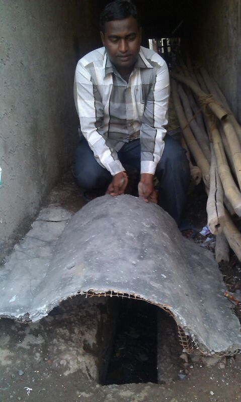 Shenu trying out the prototype, which still needs some adjustment!