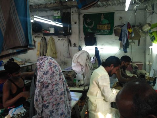 Sewing machine tables cramped up in a small area
