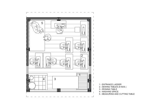 Aameer's garment workshop on first floor