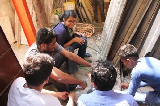 Students at work in Dharavi