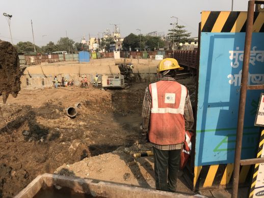 Construction of the Metro line in Dharavi