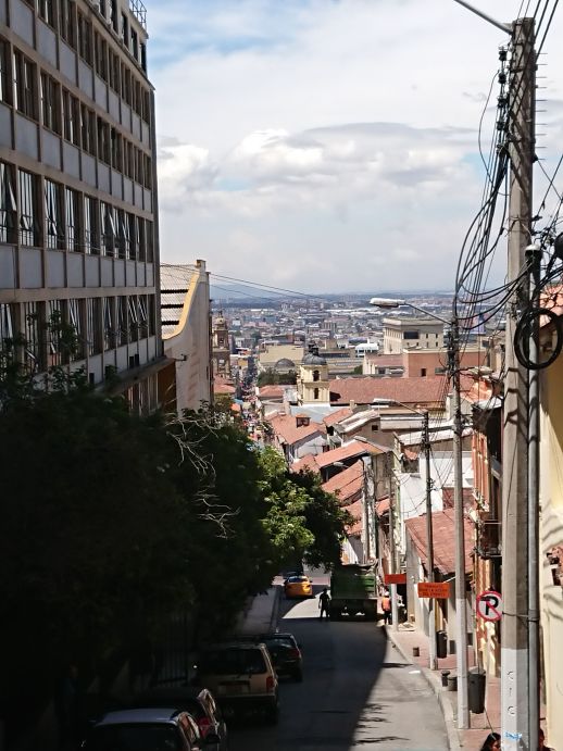 The slope of the city is visible in this picture taken in one of the older neighbourhoods of the city