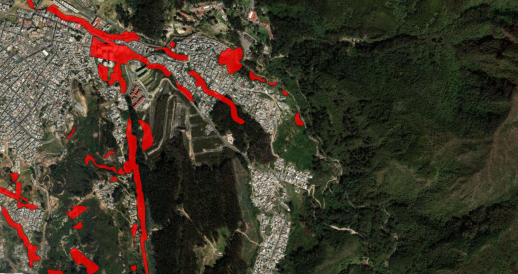 Mapa de Amenaza Alta por remoción en masa Decreto 190 de 2004
