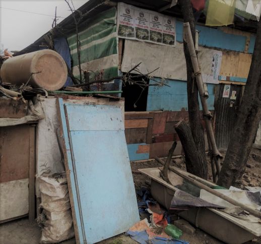 Houses in the sukumbasi called Paurakhi Basti constructed out of recycled materials 