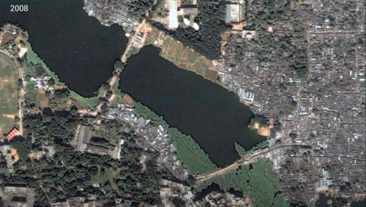 Evolution of the urban form in Karail, Dhaka from 2001-2018.